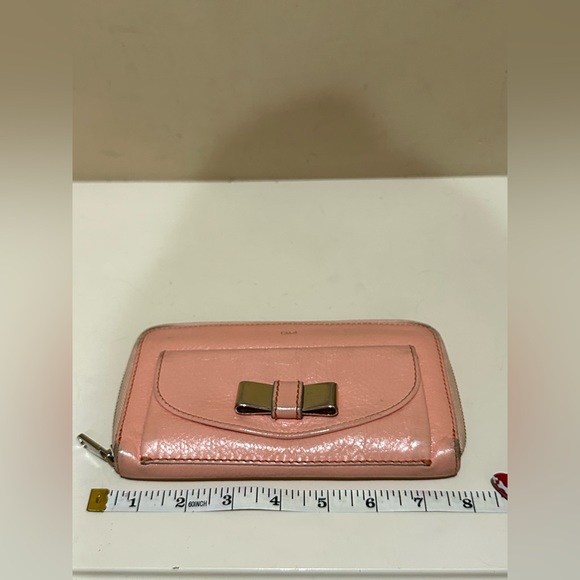 Chloe Light Pink Long Zippy Bow Wallet - Picture 7 of 13